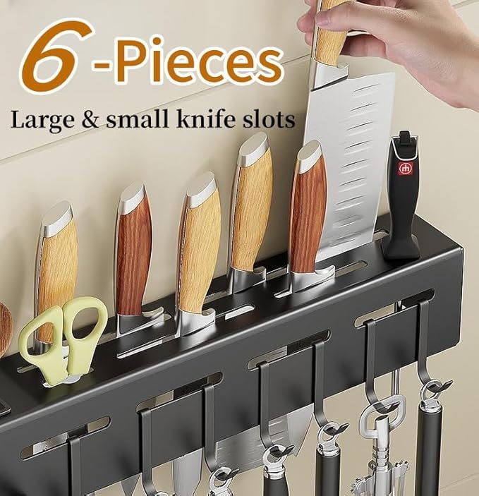 Wall-Mounted Kitchen Knife & Utensil Organizer Rack Ⓢ